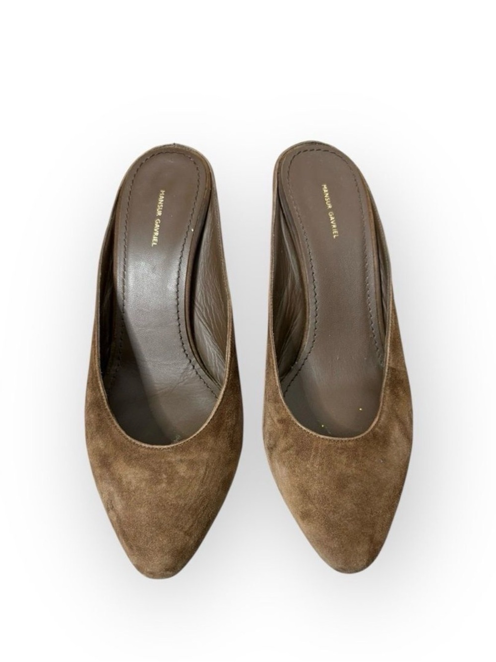 Mansur Gavriel Suede Slides Mules Heel Slipper Slip On Shoes Pumps Brown 36.5